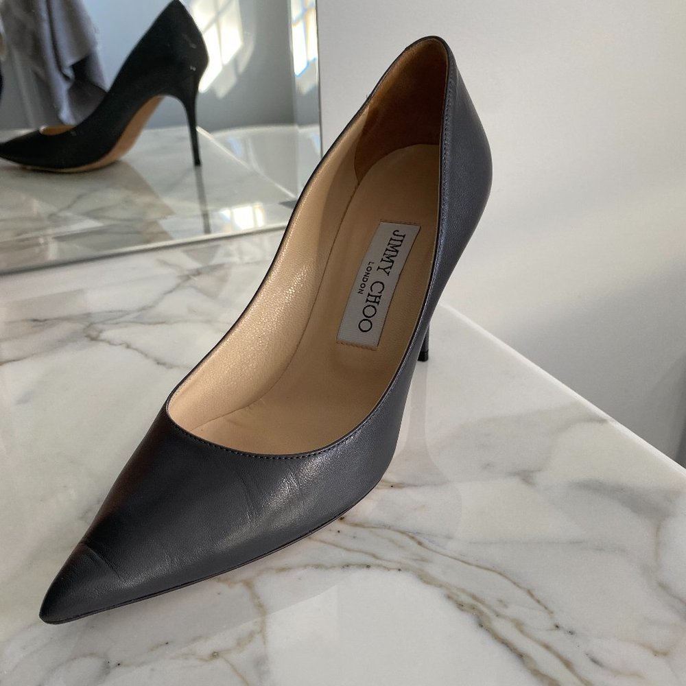 Jimmy Choo Agnes Dark Grey Leather Heels 36.5
